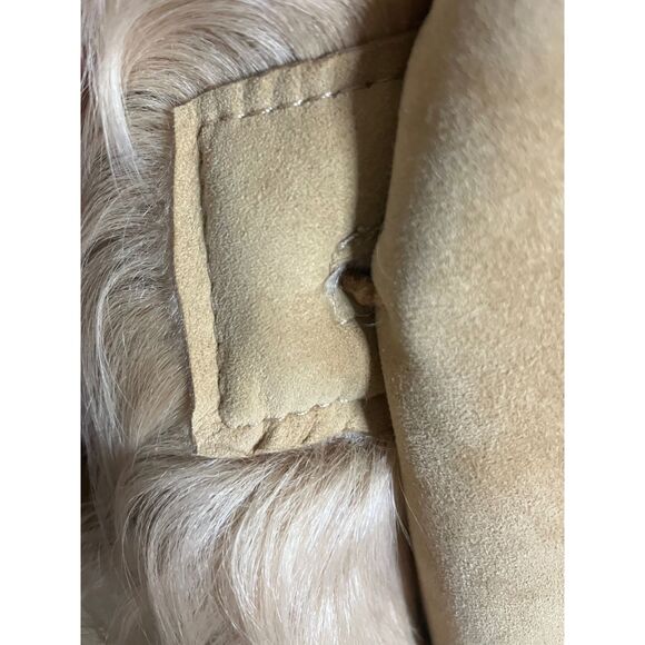 Sundance Suede Shearling Coat Beige Bohemian Button Front Size XL - Picture 12 of 12
